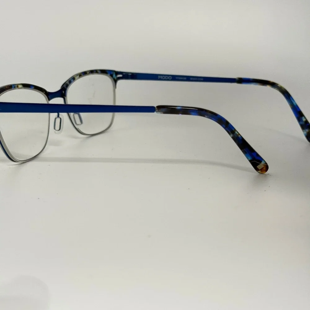 Modo 4515 Titanium Eyeglasses Blue Brown Tortoise Semi Rimless Frames 51-18-140